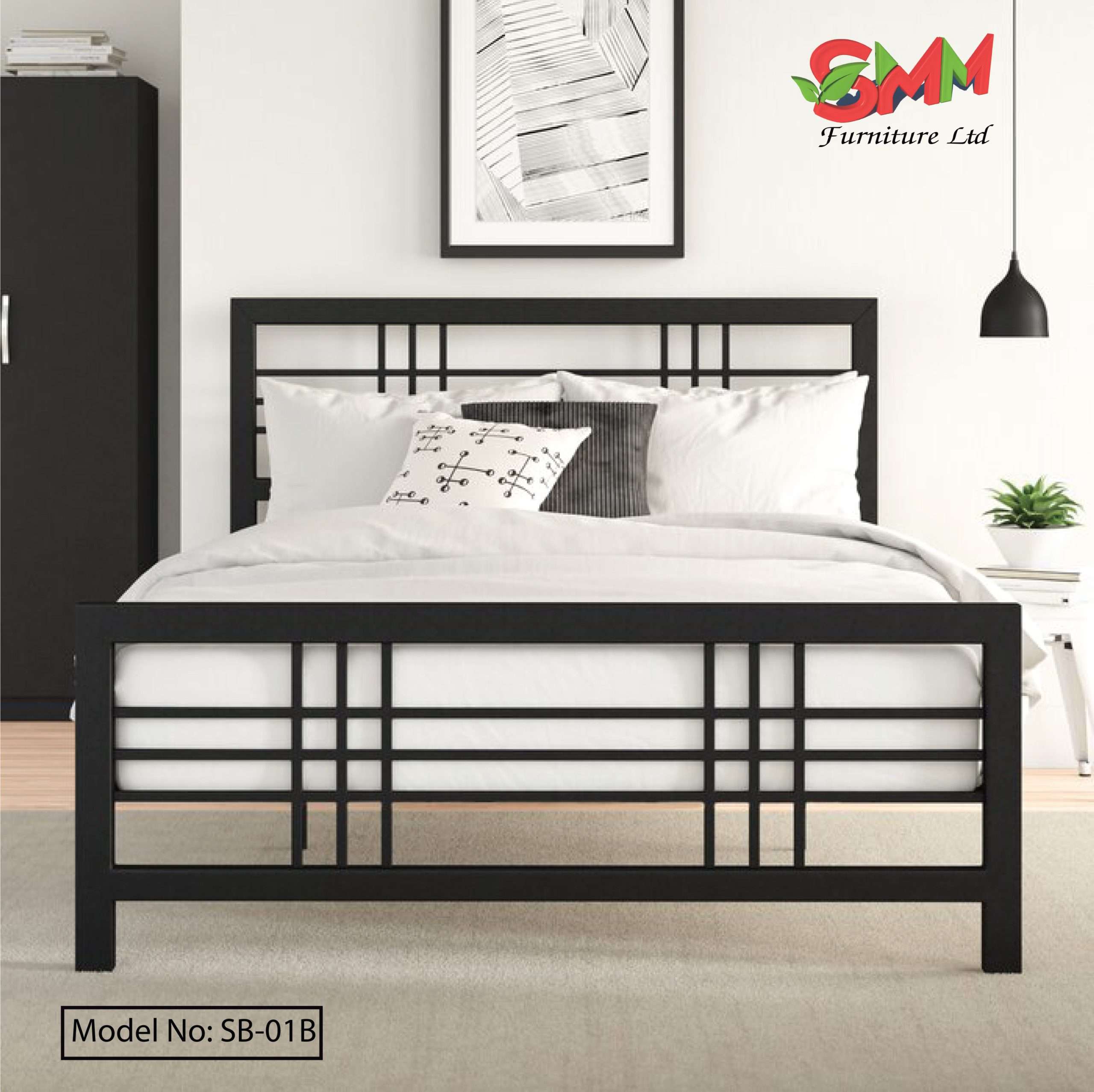 Wrought Iron King Size Metal Queen Bed Frame, Without Storage ST-01B Shahid Engrieering Ltd Steel Bed