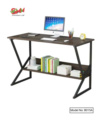 Modern simple computer desk with shelves