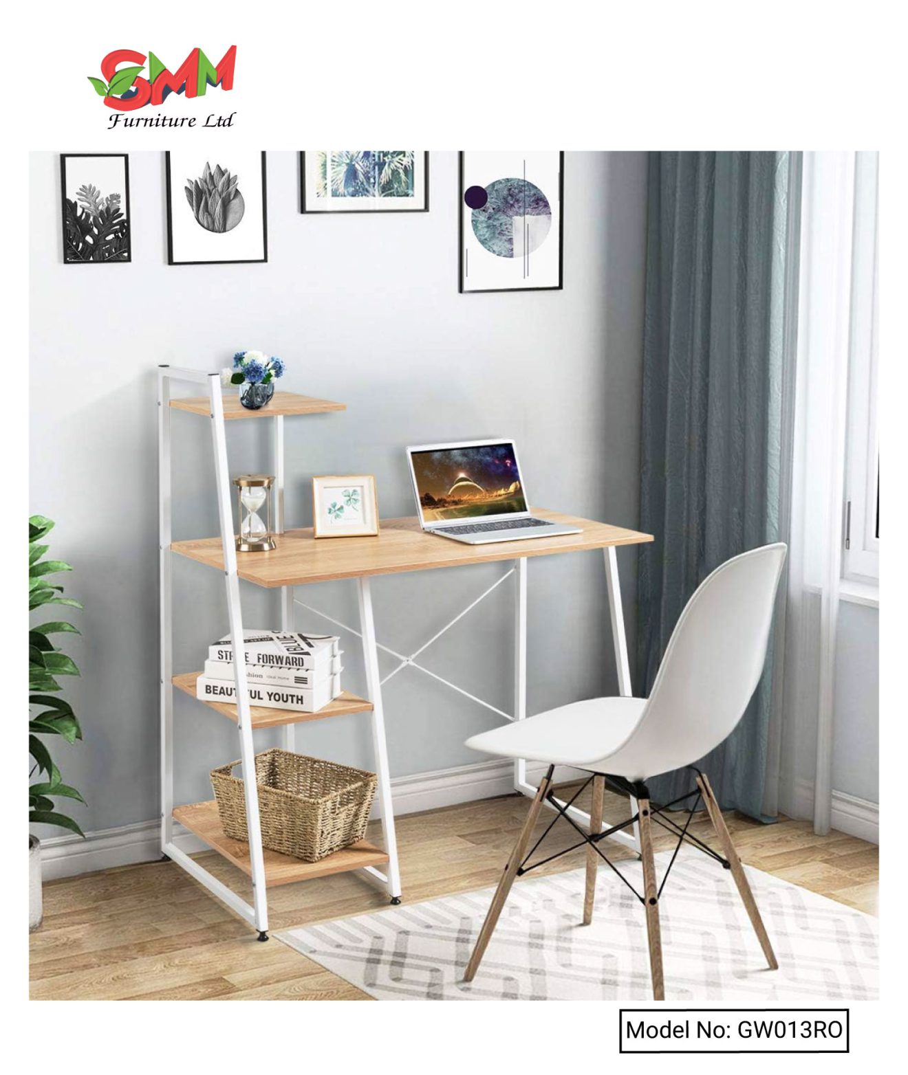 Office Workstation Table with 3 Shelf || CTGW-013RO - SMM Furniture Ltd