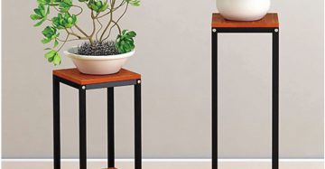 2-Tier Metal Plant Stand Indoor Corner Tall Flower Pot Display Shelf