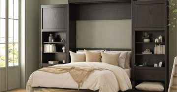 Bedroom Modern Wall-Mounted Bed with Sofa and Wardrobe