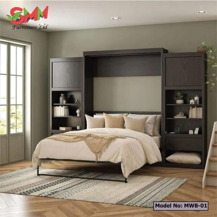 Bedroom Modern Wall-Mounted Bed with Sofa and Wardrobe