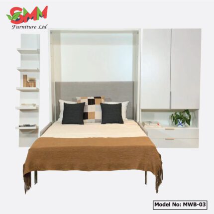 Bedroom Modern Wall-Mounted Bed with Sofa and Wardrobe