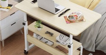 Bookcase with Height-Adjustable Laptop Table lt06
