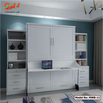 Bookcasedrawer and Desk in a Queen Melamine Board Murphy Wall Bed