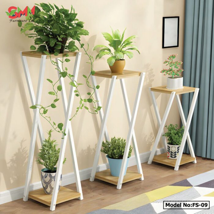 Desk with Two Tiers for Flower Pot Display Stand Table and End Side FS-09