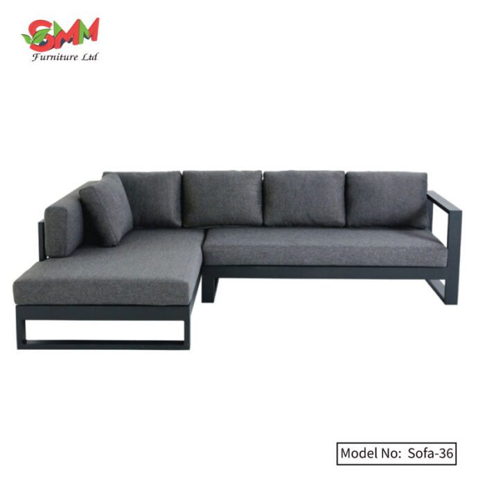 L-shaped garden sofa set with coffee table for outdoor furniture