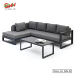 L-shaped garden sofa set with coffee table for outside furniture