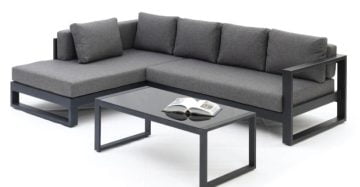 L-shaped garden sofa set with coffee table for outside furniture