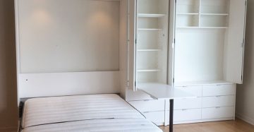 Modern Wall Bed with Folding Desk and WardrobeAlmirah mbw-09