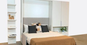 Modern Wall-Mounted Bed with Sofa and Wardrob