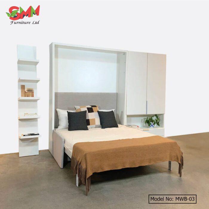 Modern Wall-Mounted Bed with Sofa and Wardrob