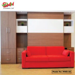 Modern Wall-Mounted Folding Bed in the Bedroom with Sofa and Closet MWB-06