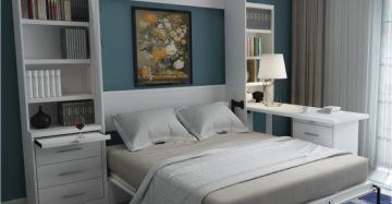 Murphy Wall Bed in Queen Size with Melamine Board, Desk, and BookcaseDrawer MWB-11