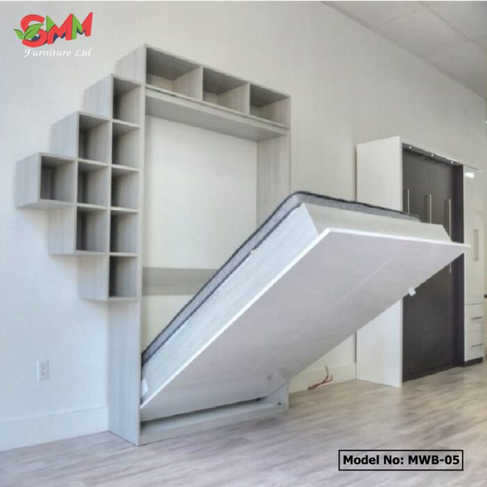 Murphy Wall Bed with Shelves for Storage mbw-05