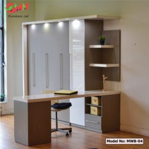 Smart Modern Wall Bed with Desk and Shelf mwb-04