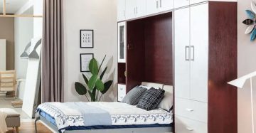 Space-saving Modern Designs Murphy Bed with Desk and Wardrobe mwb02