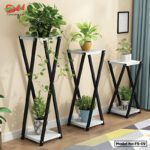 Table End Side Desk with Two Tiers for Flower Pot Display Stand fs-09