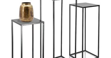 Three Metal Plant Stands with Square Racks for Flowers
