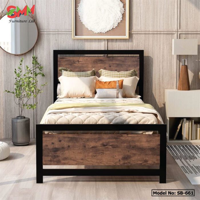 Small-space-friendly single metal bed frame