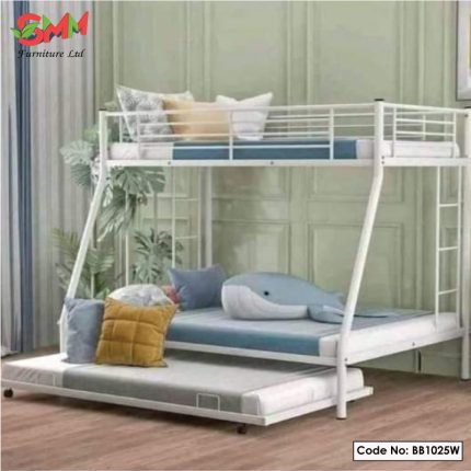 Stylish Steel Bunk Bed with Integrated Ladder: Streamlined and Sleek Design