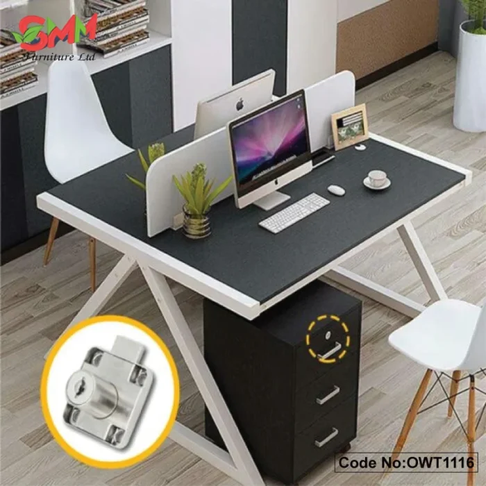 Steel Office Workstation Table With Partition | OWT1116 - SMM Furniture Ltd