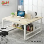 Office Workstation Desk with Partition and Storage Shelves
