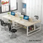 Office Workstation Desk with Partition and Storage Shelves