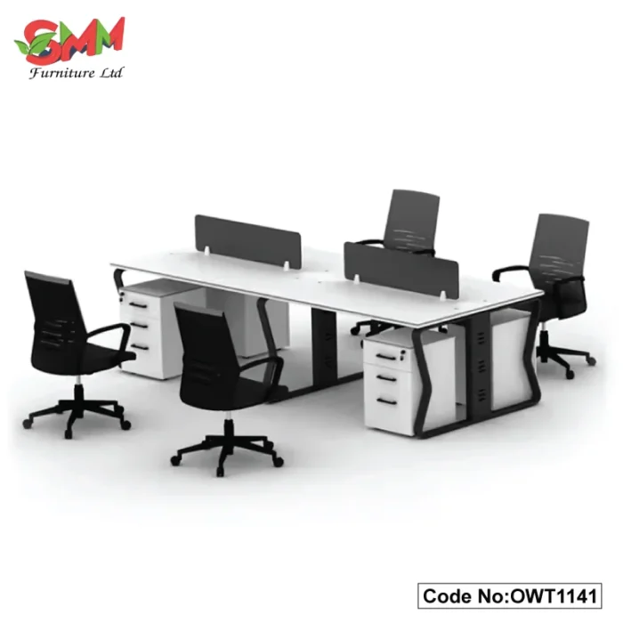 Office Workstation 4 Seater Desk With Partition | OWT1141 - SMM ...