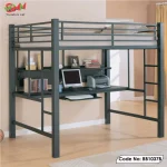 Heavy Duty Metal Loft Bed Frame With Desk and Shelf