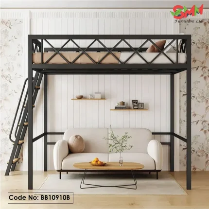 Simple Loft Bed – Elevated Upper Bed for Small Apartments