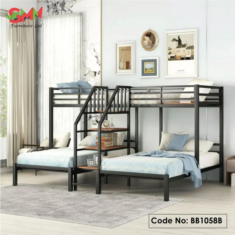 Space-Efficient-Bunk-Bed-for-Shared-Bedrooms Metal Twin over Twin Triple Bunk Bed