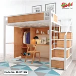 Modern Loft Bunk Bed with Desk, Wardrobe