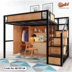 Modern Loft Bunk Bed with Desk, Wardrobe & Storage Drawers