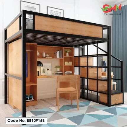 Modern Loft Bunk Bed with Desk
