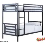 Modern Black Metal Twin Bunk Bed with Ladder