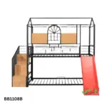 kids house bunk bed with slide and stairs