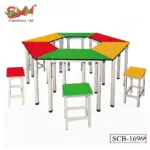 Modular Kindergarten Activity Table Set | 6-Seater Hexagonal Desk