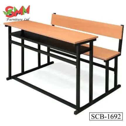 Two Seater Steel School Bench