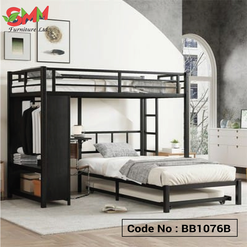 Heavy-Duty-Double-Deck-Bunk-Bed-for-Hostels-&-Staff-Accommodation Premium Metal Double Bed | BB1076B - Image 1